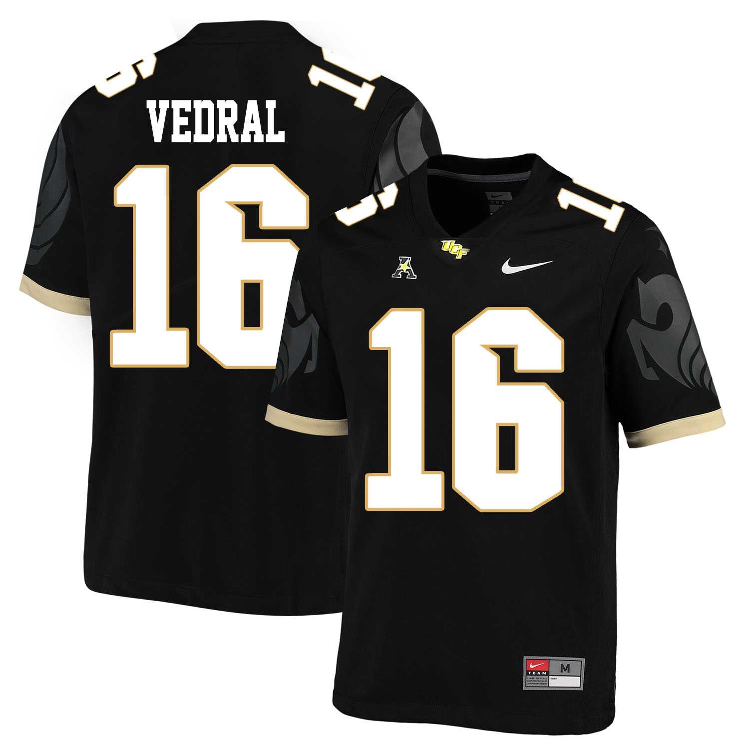 UCF Knights #16 Noah Vedral Black College Football Jersey